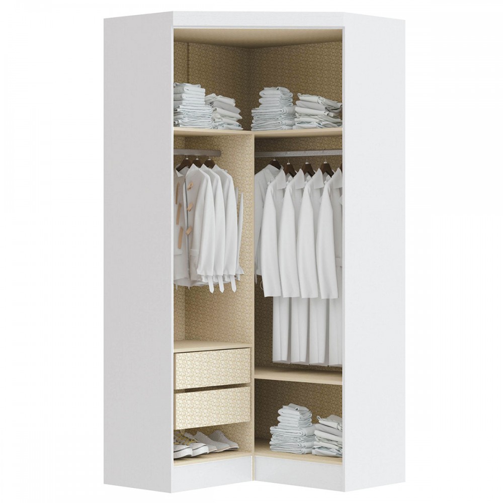 Guarda Roupa Solteiro Modulado Infinity Portas Gavetas Branco Blush