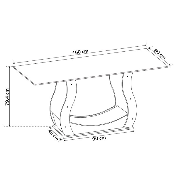 Mesa de Jantar 6 Lugares Corsa Mel Blonde Pérola Viero Móveis