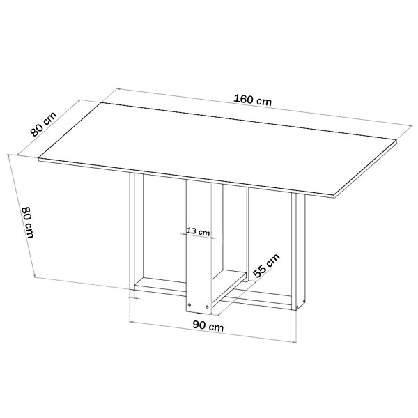 Mesa de Jantar 6 Lugares Caiçara Mel Blonde Perola Panorama Móveis