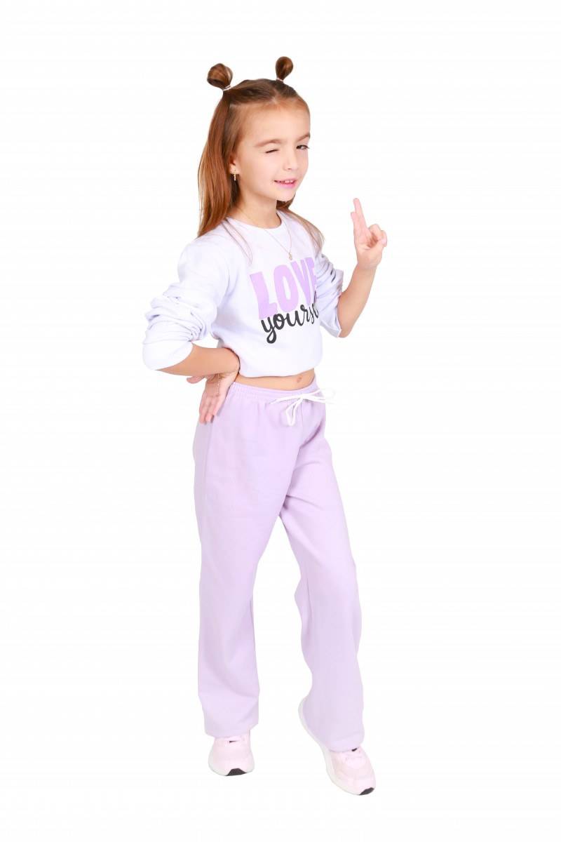 Conjunto Infantil Moletom Menina Love Yourself Cropped Branco