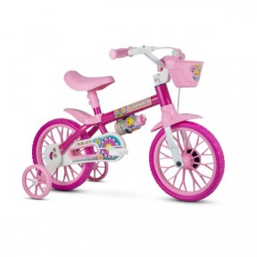 Bicicleta Infantil Aro 12 com Rodinhas Menina Flower Nathor