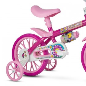 Bicicleta Infantil Aro 12 com Rodinhas Menina Flower Nathor