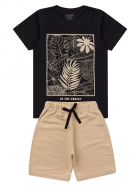 Conjunto Infantil Menino Camiseta Bermuda Floral