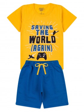 Conjunto Infantil Menino Camiseta Bermuda World