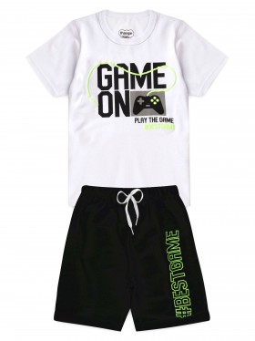 Conjunto Infantil Menino Camiseta Bermuda Game Branca