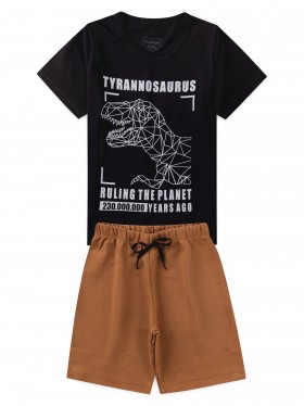 Conjunto Infantil Menino Camiseta Bermuda Tyrannosaurus