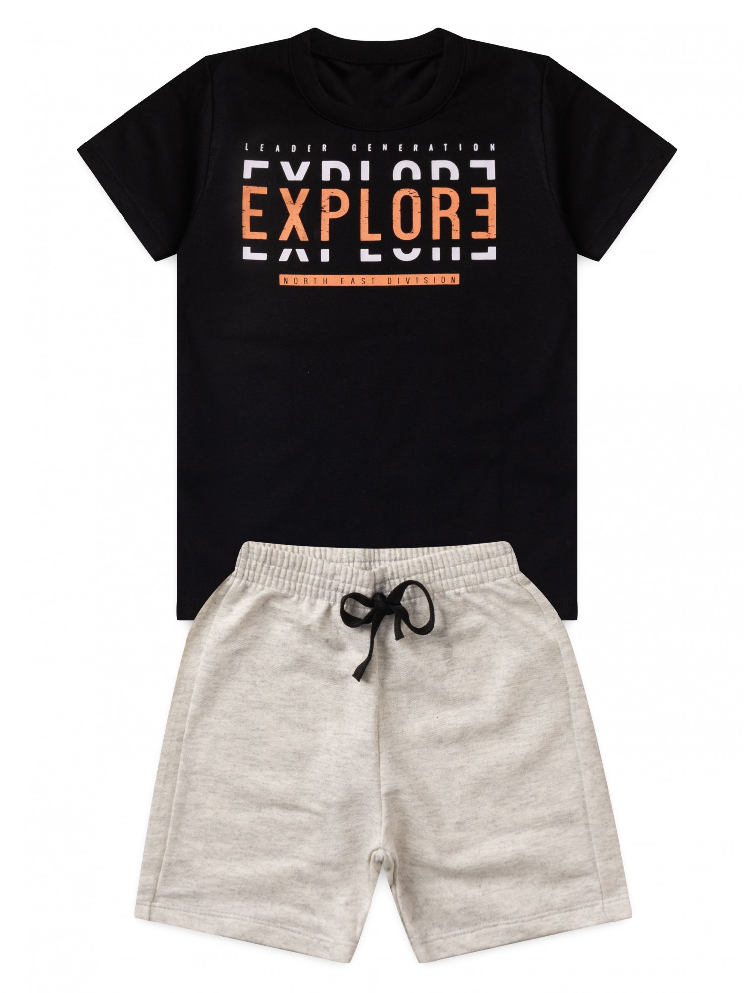 Conjunto Infantil Menino Camiseta Bermuda Explore Preto