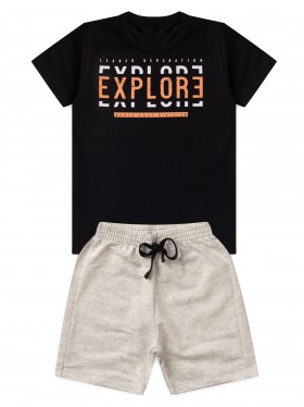 Conjunto Infantil Menino Camiseta Bermuda Explore