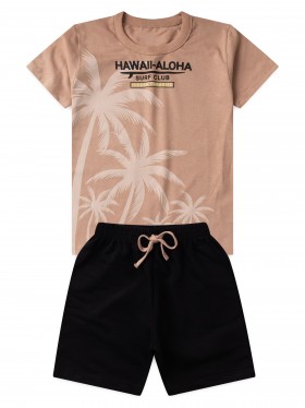Conjunto Infantil Menino Camiseta Bermuda Hawaii