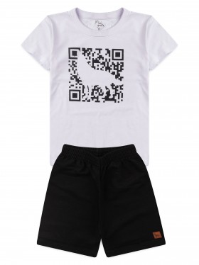 Conjunto Infantil Menino Camiseta Bermuda Qr Code
