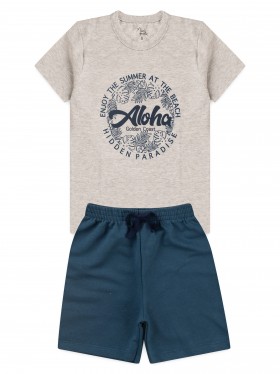 Conjunto Infantil Menino Camiseta Bermuda Aloha
