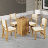 Mesa de Jantar Quadrada Mailin com 4 Cadeiras Sol Mel/Bege - Casa Giulia