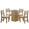 Mesa de Jantar Quadrada Mailin com 4 Cadeiras Sol Mel/Bege - Casa Giulia