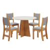 Mesa de Jantar Redonda 90x90 Fox com 4 Cadeiras Sol Mel/Blonde/Cinza - Casa Giulia