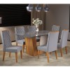 Mesa de Jantar Retangular Vitton com 6 Cadeiras Iza Mel/Cinza/Vd Grafite - Casa Giulia