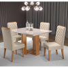 Mesa de Jantar Retangular Empire com 4 Cadeiras Iza Mel/Bege/Vd Off White - Casa Giulia