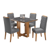 Mesa de Jantar Retangular Empire com 4 Cadeiras Iza Mel/Cinza/Vd Grafite - Casa Giulia