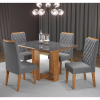 Mesa de Jantar Retangular Empire com 4 Cadeiras Iza Mel/Cinza/Vd Grafite - Casa Giulia