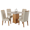 Mesa de Jantar Quadrada Betim com 4 Cadeiras Iza Mel/Bege/Vd Off White - Casa Giulia