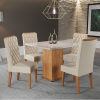Mesa de Jantar Quadrada Betim com 4 Cadeiras Iza Mel/Bege/Vd Off White - Casa Giulia
