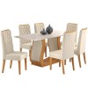 Mesa de Jantar Retangular Flora com 6 Cadeiras Iza Mel/Blonde/Bege - Casa Giulia