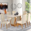 Mesa de Jantar Retangular Flora com 6 Cadeiras Iza Mel/Blonde/Bege - Casa Giulia