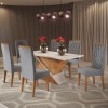 Mesa de Jantar Retangular Aike com 6 Cadeiras Iza Mel/Blonde/Cinza - Casa Giulia