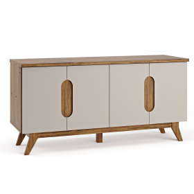 Buffet 4 Portas 2 Prateleiras Internas Vintage Imbuia/Off White - Casa Giulia