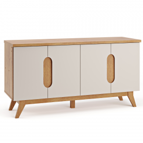 Buffet 4 Portas 2 Prateleiras Internas Vintage Mel/Off White - Casa Giulia