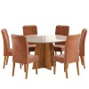 Mesa de Jantar Redonda Julieta com 6 Cadeiras Fran Mel/Off White/Terracota - Casa Giulia
