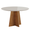 Mesa de Jantar Redonda Julieta com 6 Cadeiras Fran Mel/Off White/Terracota - Casa Giulia