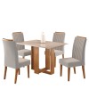 Mesa de Jantar Retangular Iluminata com 4 Cadeiras Fran Mel/Blonde/Marfim - Casa Giulia