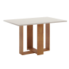 Mesa de Jantar Retangular Iluminata com 4 Cadeiras Fran Mel/Blonde/Marfim - Casa Giulia