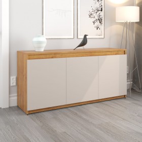 Buffet Jazz 3 Portas 1 Prateleira Interna Mel/Off White - Casa Giulia