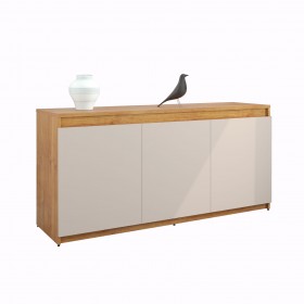 Buffet Jazz 3 Portas 1 Prateleira Interna Mel/Off White - Casa Giulia