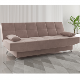 Sofa Cama 3 Lugares Floki 2 Almofadas Veludo Rosa - Casa Giulia