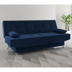 Sofa Cama 3 Lugares Floki 2 Almofadas Veludo Azul - Casa Giulia