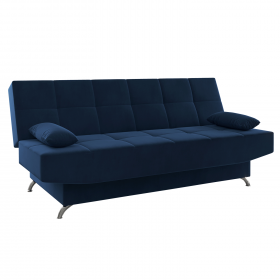 Sofa Cama 3 Lugares Floki 2 Almofadas Veludo Azul - Casa Giulia