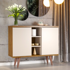 Buffet 2 Portas 4 Prateleiras Collin  Imbuia/Off White - Casa Giulia