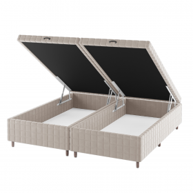 Base Box Bau Queen Size Ravena (43x158x198cm) Turkey Creme - Casa Giulia