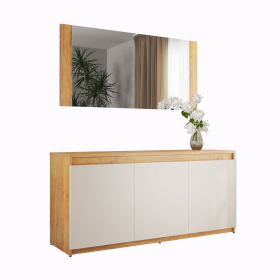 Buffet 3 Portas 1 Prateleira com Moldura Royal Mel/Off White - Casa Giulia