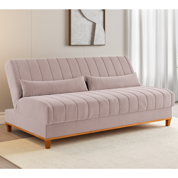 Sofa Cama Veneza 1,80 Reclinável 3 Lugares Veludo Rosa - Casa Giulia