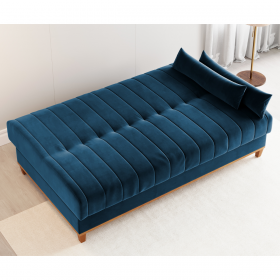 Sofa Cama Veneza 1,80 Reclinável 3 Lugares Veludo Azul
