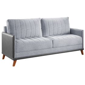 Estofado Living Premium 2m 4 Lugares Laterais em Corano Linho Inox/Chumbo