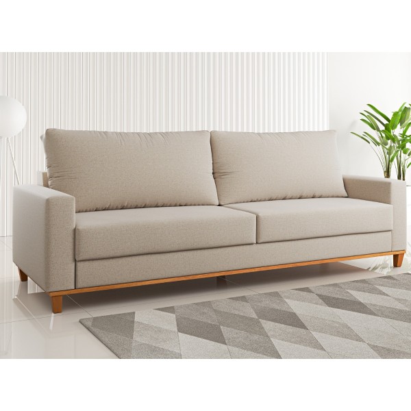 Estofado Living 4 Lugares Columbia 2,2m Linho Bronze - Casa Giulia