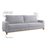 Estofado Living 4 Lugares Columbia 2,2m Linho Inox - Casa Giulia