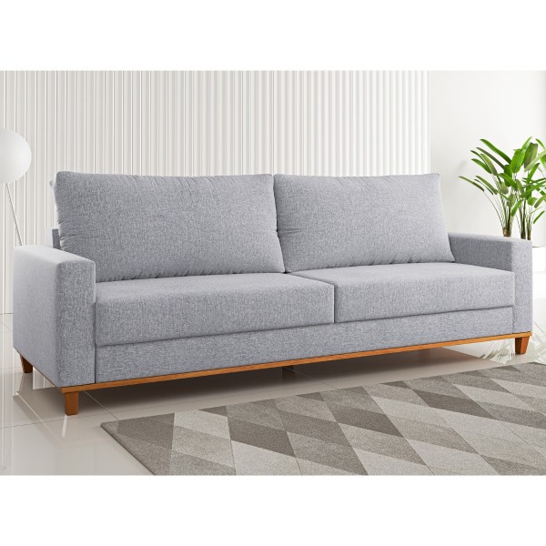 Estofado Living 4 Lugares Columbia 2,2m Linho Inox - Casa Giulia