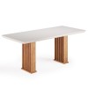Conjunto Sala de Jantar Zuri Mesa 200x90cm Tampo com Vidro e 8 Cadeiras Flora Mel/Off White/Pastel - Casa Giulia