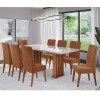 Conjunto Sala de Jantar Zuri Mesa 200x90cm Tampo com Vidro e 8 Cadeiras Flora Mel/Off White/Terracota - Casa Giulia