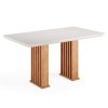 Conjunto Sala de Jantar Laurent 160x90cm Tampo com Vidro e 6 Cadeiras Flora Mel/Off White/Pastel - Casa Giulia